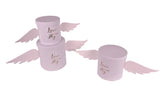 Set 3 cutii rotunde uni cu aripi